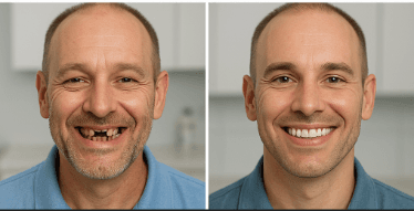 Antes e depois - Implante Dentário